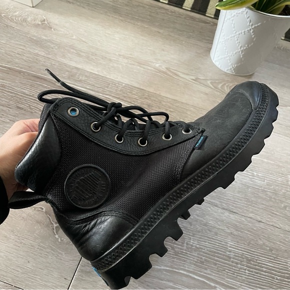 Palladium Pampa Sport Cuff Boot Lace Up Black Leather Nylon Waterproof Size 7 - Picture 4 of 10